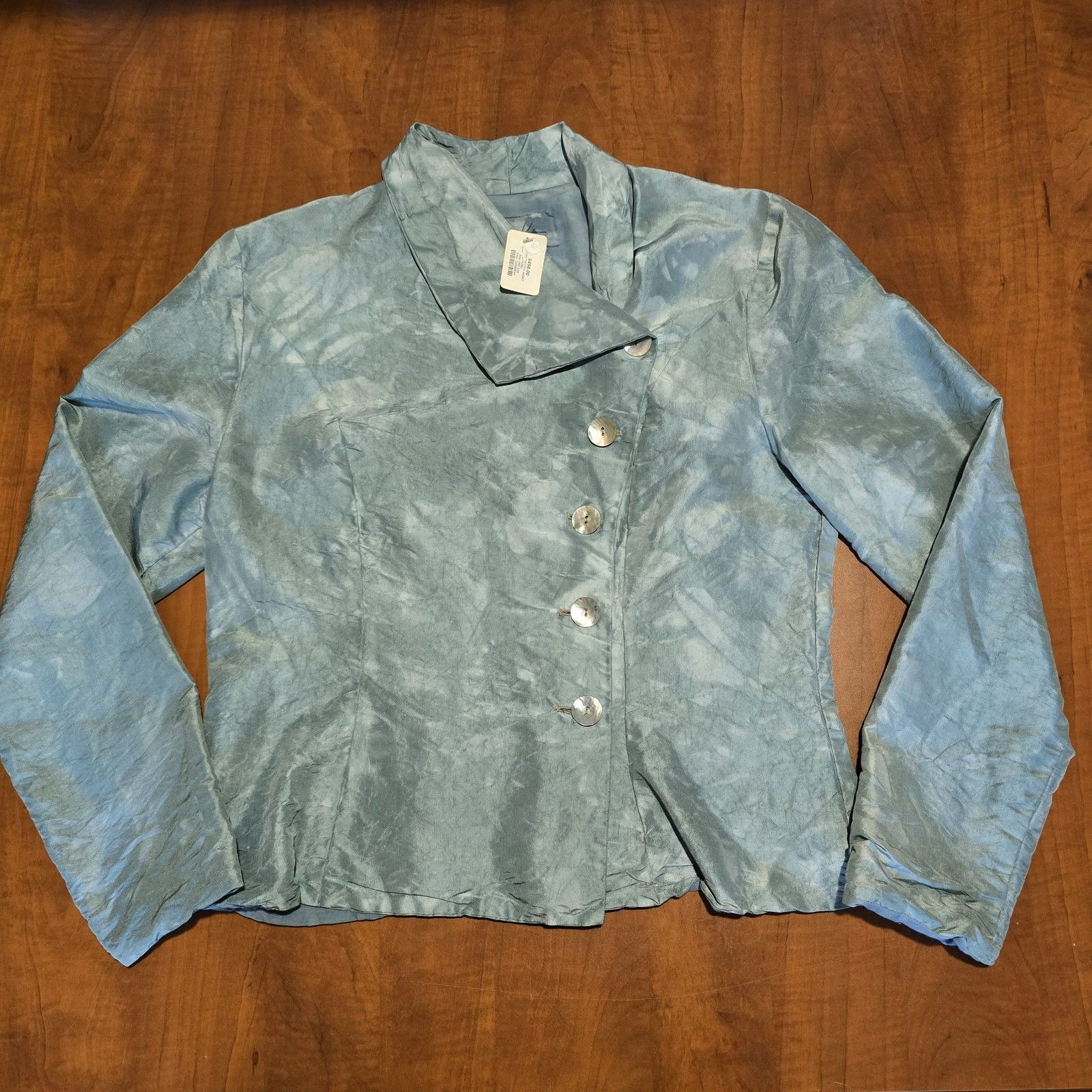 New Robin Kaplan Womens Asymmetrical Long Sleeve Silk Rima Taffeta Jacket 2